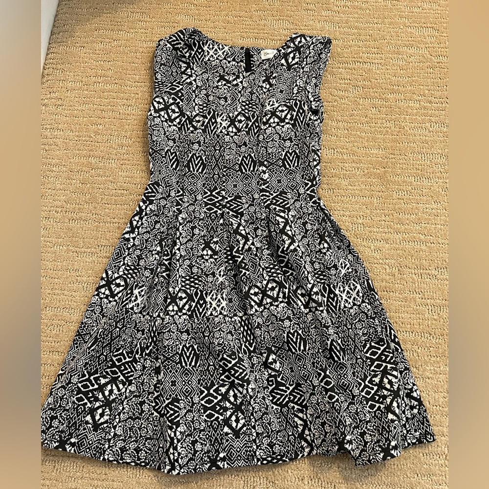 Emerald Sundae Black and White Fit and Flare Dress